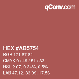 颜色代码: HEX #AB5754 | qconv.com