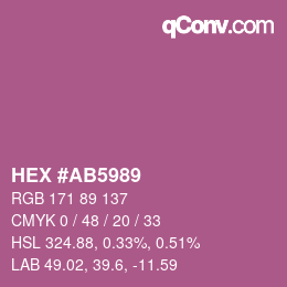 颜色代码: HEX #AB5989 | qconv.com