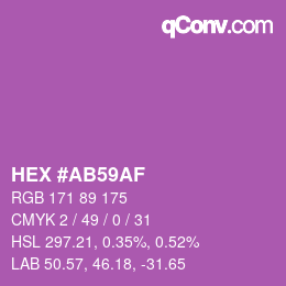 Color code: HEX #AB59AF | qconv.com