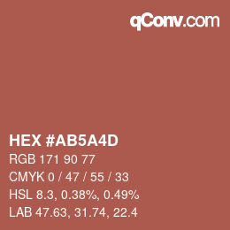 カラーコード: HEX #AB5A4D | qconv.com
