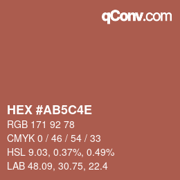 Color code: HEX #AB5C4E | qconv.com