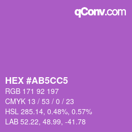カラーコード: HEX #AB5CC5 | qconv.com