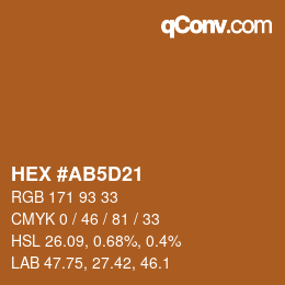 颜色代码: HEX #AB5D21 | qconv.com