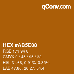 颜色代码: HEX #AB5E08 | qconv.com