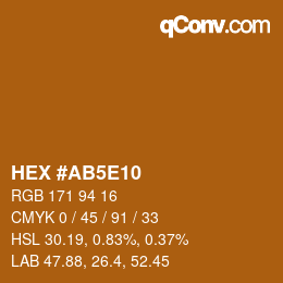 Farbcode: HEX #AB5E10 | qconv.com