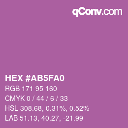 Farbcode: HEX #AB5FA0 | qconv.com