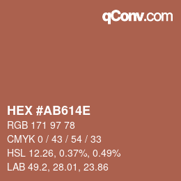 Color code: HEX #AB614E | qconv.com