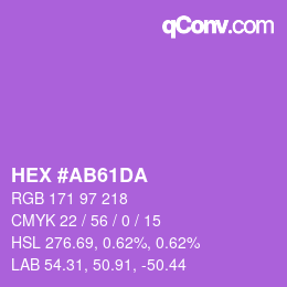 カラーコード: HEX #AB61DA | qconv.com