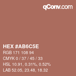 Farbcode: HEX #AB6C5E | qconv.com