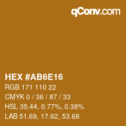 カラーコード: HEX #AB6E16 | qconv.com
