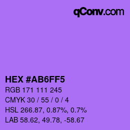 Color code: HEX #AB6FF5 | qconv.com