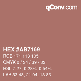 颜色代码: HEX #AB7169 | qconv.com