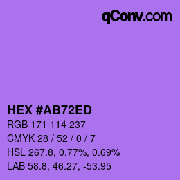 カラーコード: HEX #AB72ED | qconv.com