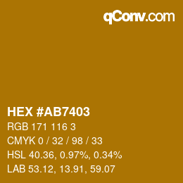 颜色代码: HEX #AB7403 | qconv.com