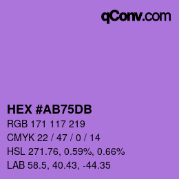 颜色代码: HEX #AB75DB | qconv.com