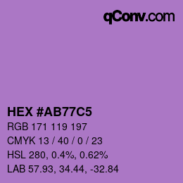 颜色代码: HEX #AB77C5 | qconv.com