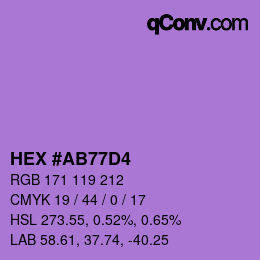 颜色代码: HEX #AB77D4 | qconv.com
