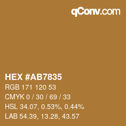 颜色代码: HEX #AB7835 | qconv.com