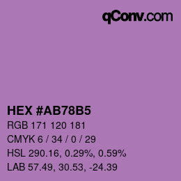 颜色代码: HEX #AB78B5 | qconv.com