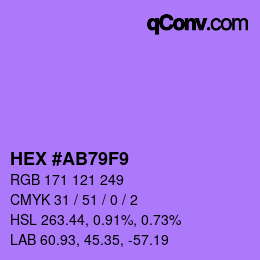 Color code: HEX #AB79F9 | qconv.com