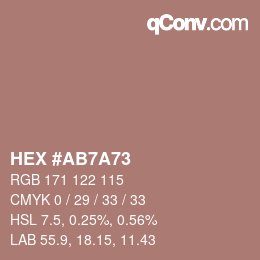 颜色代码: HEX #AB7A73 | qconv.com