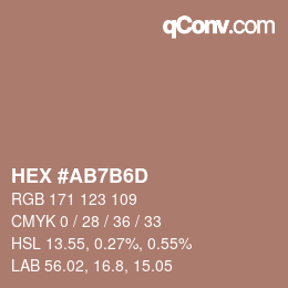 颜色代码: HEX #AB7B6D | qconv.com