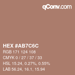 颜色代码: HEX #AB7C6C | qconv.com