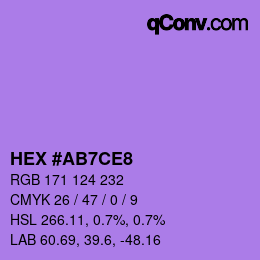 Color code: HEX #AB7CE8 | qconv.com