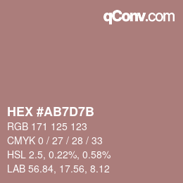 Color code: HEX #AB7D7B | qconv.com