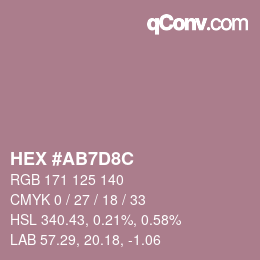 カラーコード: HEX #AB7D8C | qconv.com