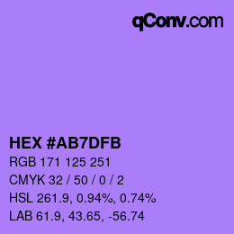 Color code: HEX #AB7DFB | qconv.com