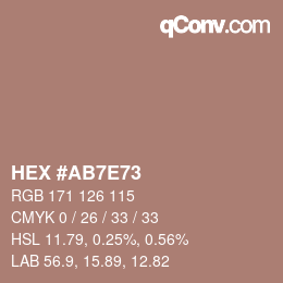 Color code: HEX #AB7E73 | qconv.com