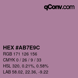 カラーコード: HEX #AB7E9C | qconv.com