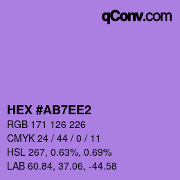 颜色代码: HEX #AB7EE2 | qconv.com
