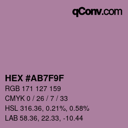 Color code: HEX #AB7F9F | qconv.com