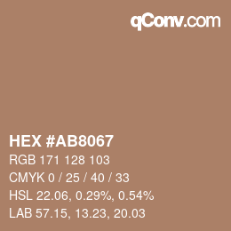 Color code: HEX #AB8067 | qconv.com