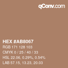 Color code: HEX #AB8067 | qconv.com