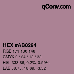 Farbcode: HEX #AB8294 | qconv.com