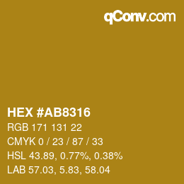 カラーコード: HEX #AB8316 | qconv.com