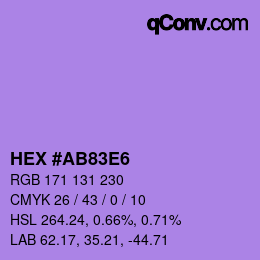 Farbcode: HEX #AB83E6 | qconv.com