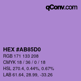 颜色代码: HEX #AB85D0 | qconv.com