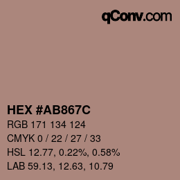 Color code: HEX #AB867C | qconv.com