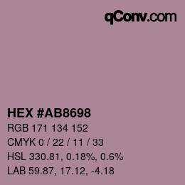 颜色代码: HEX #AB8698 | qconv.com