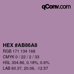 Color code: HEX #AB86A8 | qconv.com