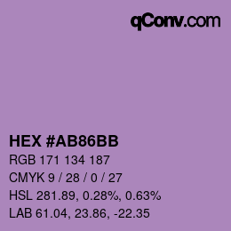 Color code: HEX #AB86BB | qconv.com