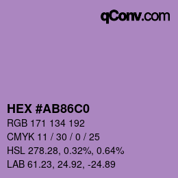 カラーコード: HEX #AB86C0 | qconv.com