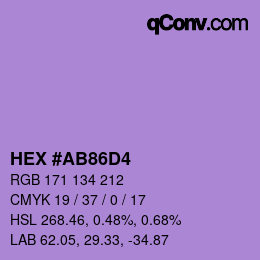Color code: HEX #AB86D4 | qconv.com