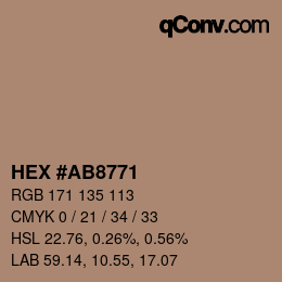 Color code: HEX #AB8771 | qconv.com