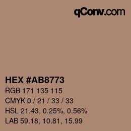 Color code: HEX #AB8773 | qconv.com