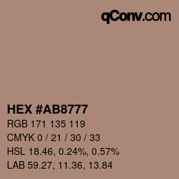 颜色代码: HEX #AB8777 | qconv.com